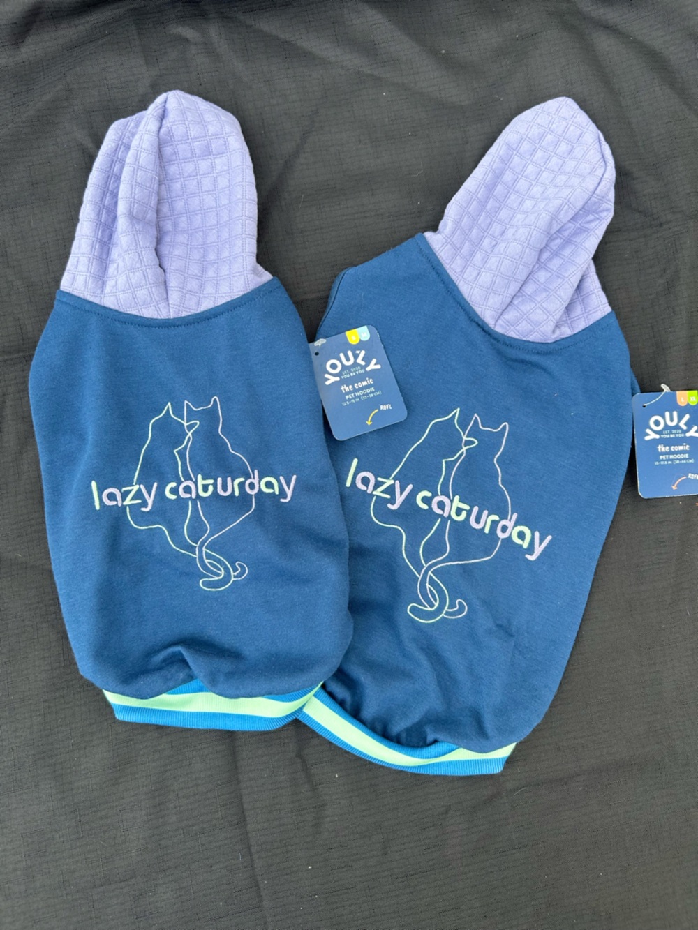 YouLz 'Lazy Caturday' Navy & Lavender Cat Hoodie